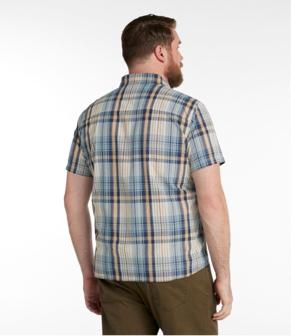 L.L.Bean New | Men's Signature Seersucker Madras Shirt, Slightly Fitted, Short-Sleeve
