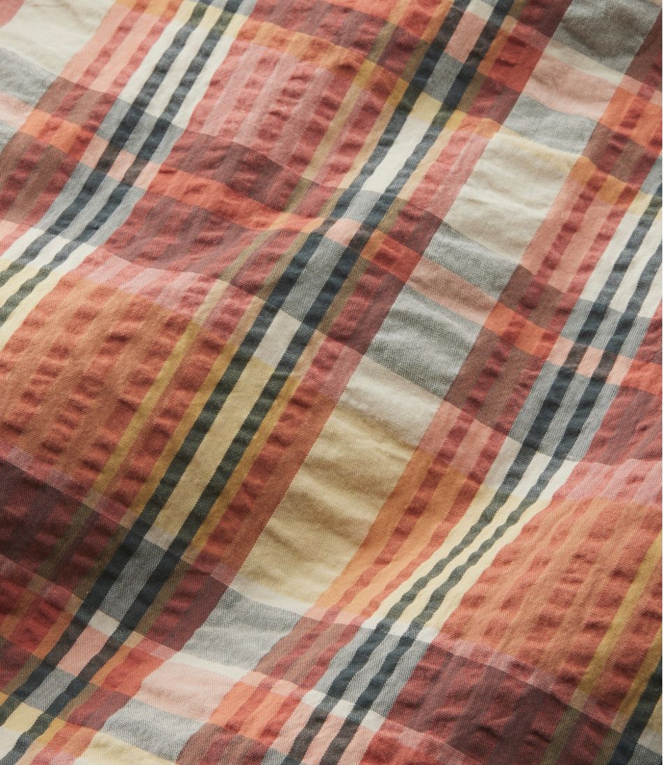 L.L.Bean New | Men's Signature Seersucker Madras Shirt, Slightly Fitted, Short-Sleeve