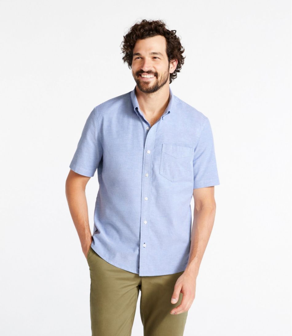 L.L.Bean US | Men's Comfort Stretch® Oxford Shirt, Slightly Fitted Untucked Fit, Short-Sleeve