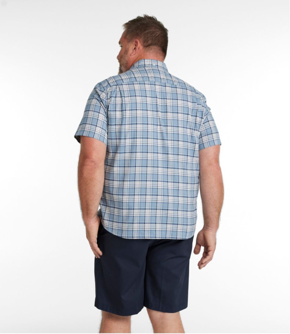 L.L.Bean | Men's Comfort Stretch® Oxford, Slightly Fitted Untucked Fit, Short-Sleeve, Plaid