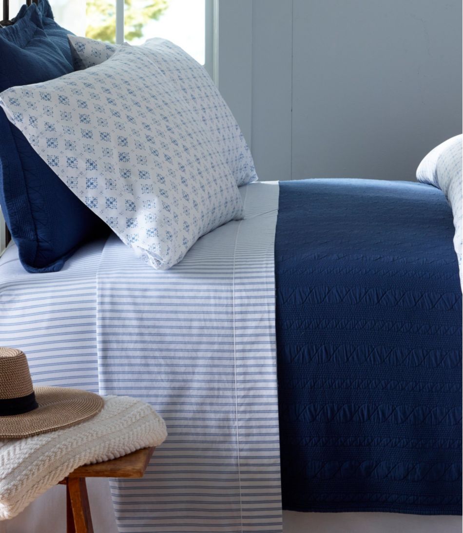L.L.Bean New | Premium Egyptian Percale Sheet Collection, Stripe