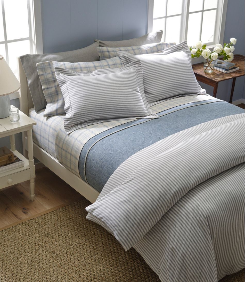 L.L.Bean New | Ultrasoft Comfort Flannel Comforter Cover Collection, Stripe