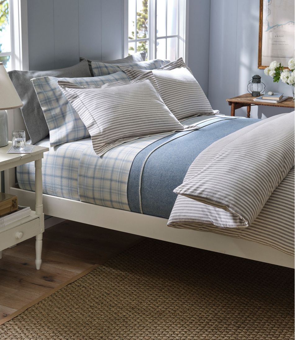 L.L.Bean New | Ultrasoft Comfort Flannel Comforter Cover Collection, Stripe