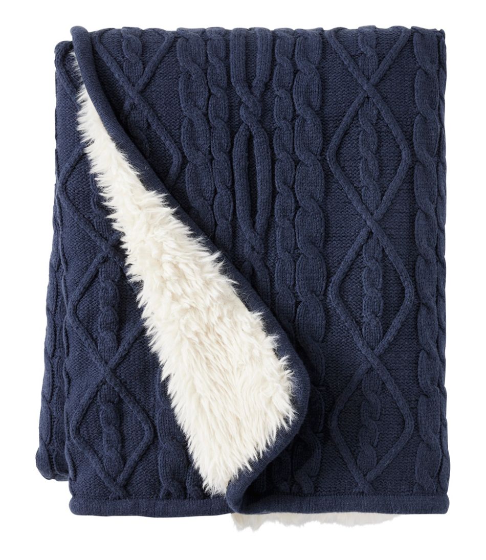 L.L.Bean Online | 1912 Heritage Knit Faux Fur Throw, Cable