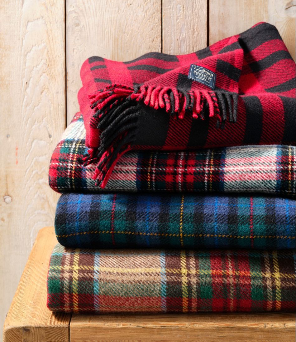 L.L.Bean New | Washable Wool Throw, Plaid 54" x 60"