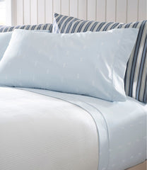 L.L.Bean Discount | Sunwashed Percale Sheet Collection, Stamped Leaf Print