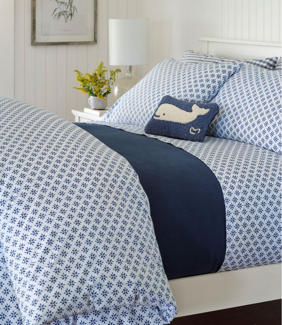 L.L.Bean Outlet | Sunwashed Percale Comforter Cover, Block Floral Print