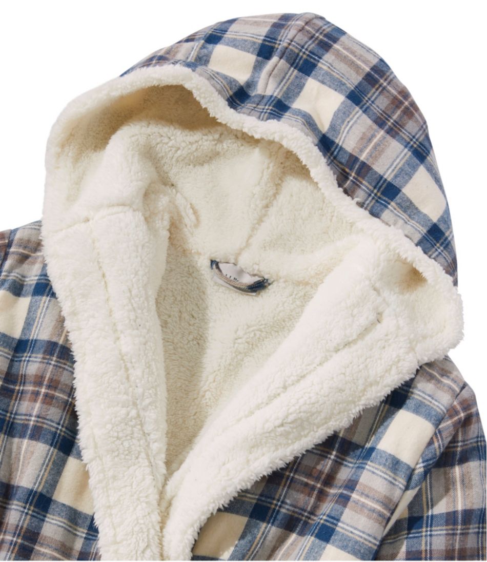 L.L.Bean Sale | Women's Scotch Plaid Flannel Robe, Sherpa-Lined Long