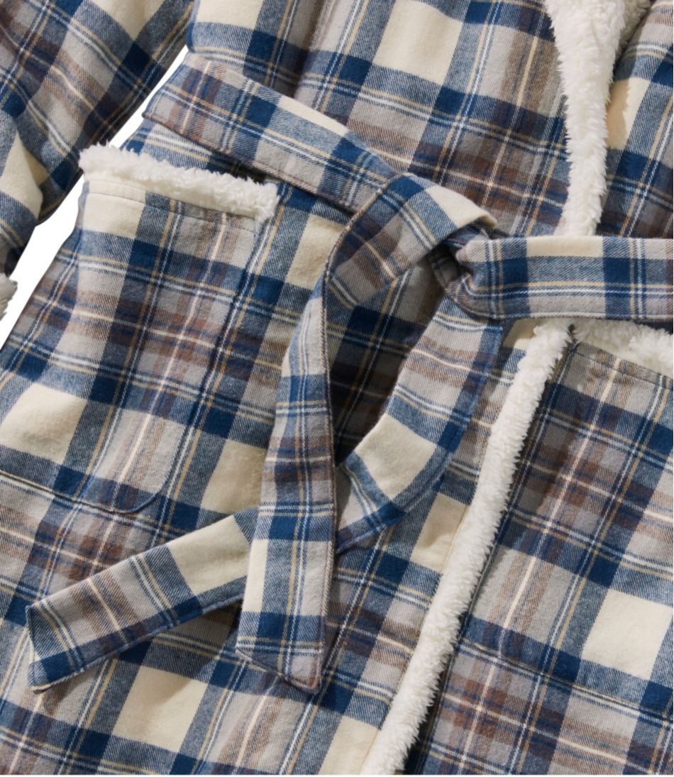 L.L.Bean Sale | Women's Scotch Plaid Flannel Robe, Sherpa-Lined Long