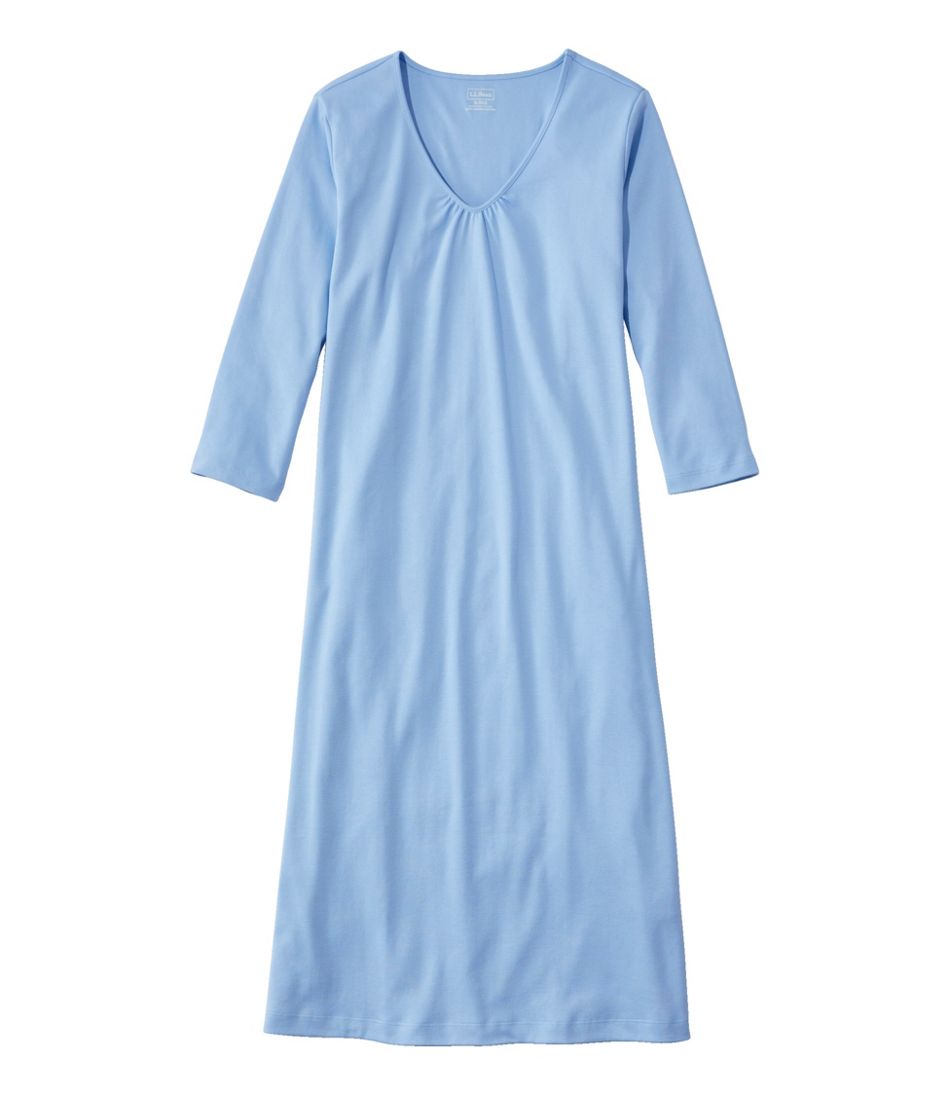 L.L.Bean US | Women's Supima Cotton Nightgown, V-Neck Three-Quarter-Sleeve