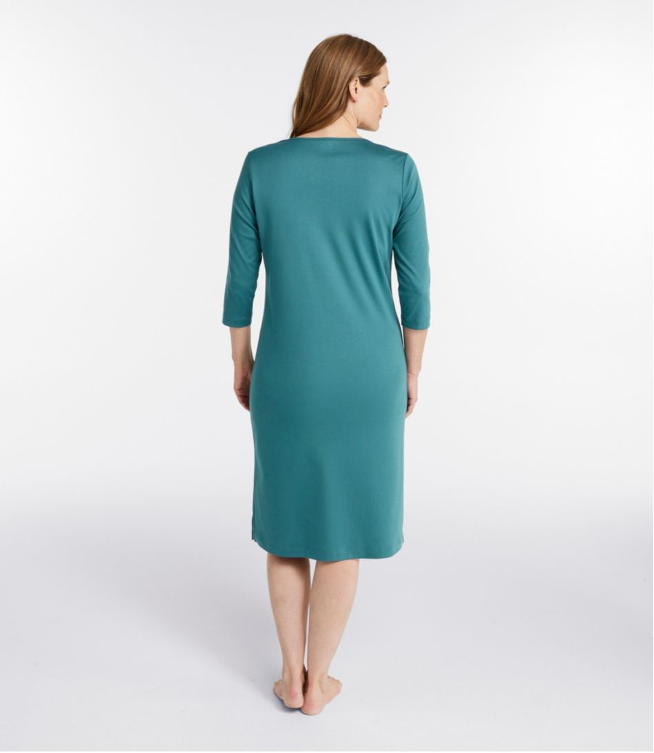 L.L.Bean US | Women's Supima Cotton Nightgown, V-Neck Three-Quarter-Sleeve