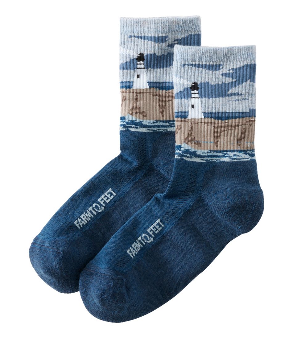 L.L.Bean Discount | Adults' Farm to Feet Cape Headlight Lighthouse Light Cushion 3/4 Crew Socks