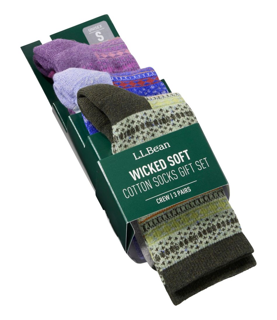 L.L.Bean Sale | Adults' Wicked Soft Cotton Socks Fair Isle Gift Set, 3-Pack