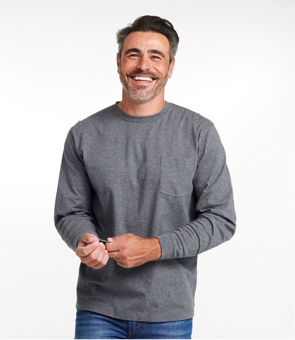 L.L.Bean For Sale | Men's Carefree Unshrinkable Tee with Pocket, Traditional Fit, Long-Sleeve