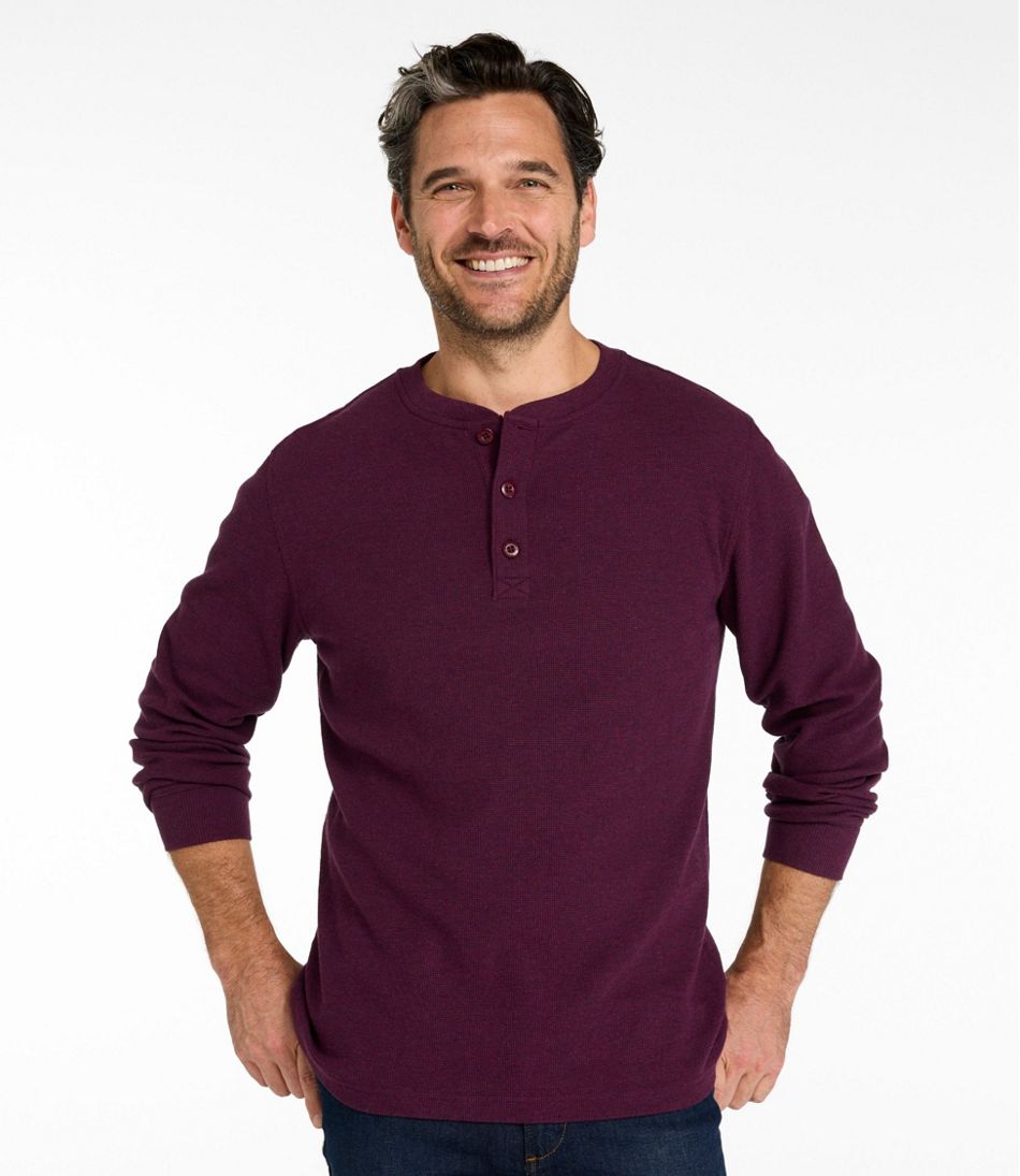 L.L.Bean Online | Men's Unshrinkable Mini-Waffle Henley, Long-Sleeve Traditional Fit