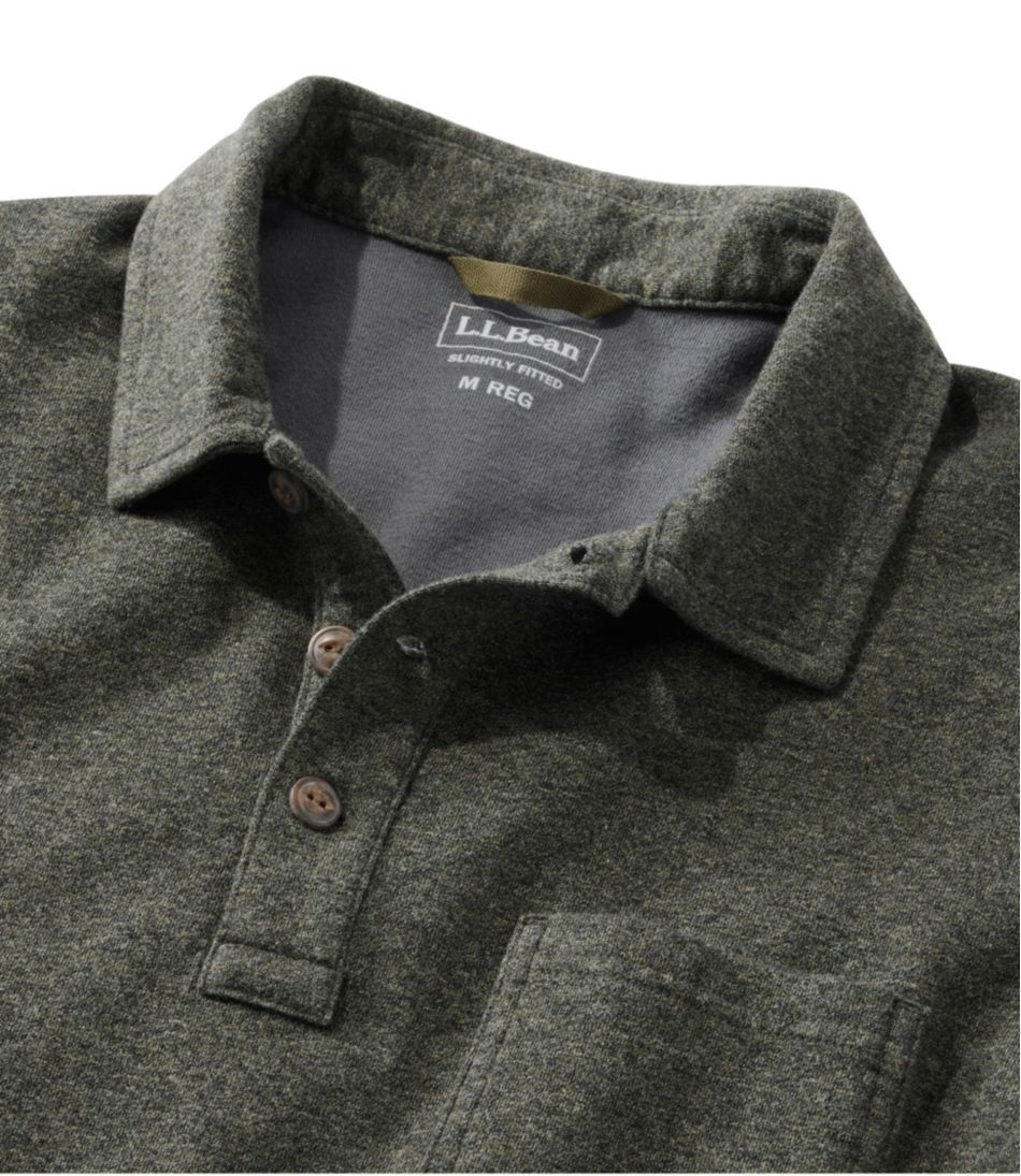 L.L.Bean Outlet | Men's Washed Cotton Double-Knit Polo, Long-Sleeve