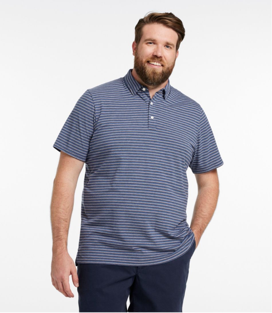 L.L.Bean Sale | Men's Comfort Stretch Performance® Pima Polo, Short-Sleeve, Stripe