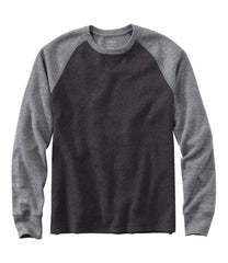 L.L.Bean | Men's Washed Cotton Double-Knit Crewneck, Slightly Fitted Long-Sleeve Colorblock