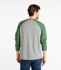 L.L.Bean | Men's Washed Cotton Double-Knit Crewneck, Slightly Fitted Long-Sleeve Colorblock