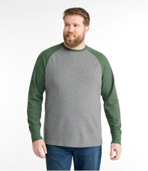 L.L.Bean | Men's Washed Cotton Double-Knit Crewneck, Slightly Fitted Long-Sleeve Colorblock