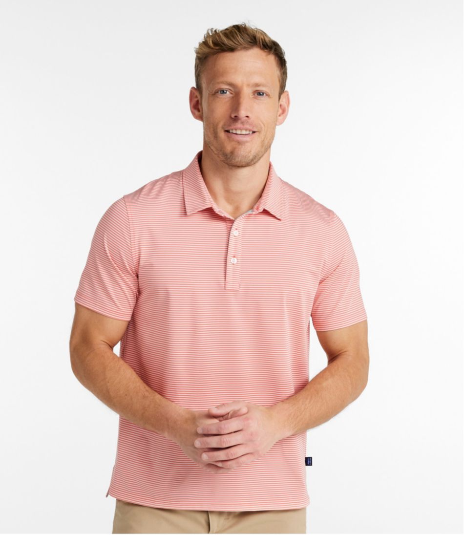 L.L.Bean Outlet | Men's Comfort Stretch Performance® Party Polo, Slightly Fitted, Short-Sleeve, Stripe