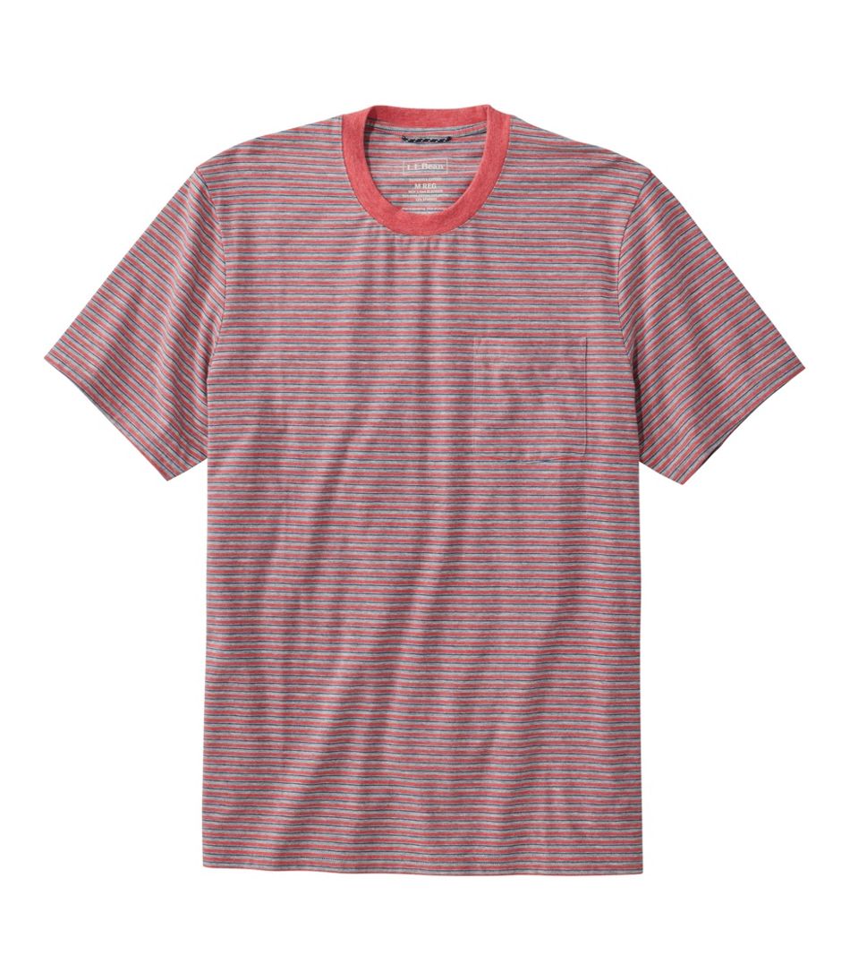 L.L.Bean On Sale | Men's Comfort Stretch Performance® Pima Pocket Tee, Short-Sleeve, Stripe