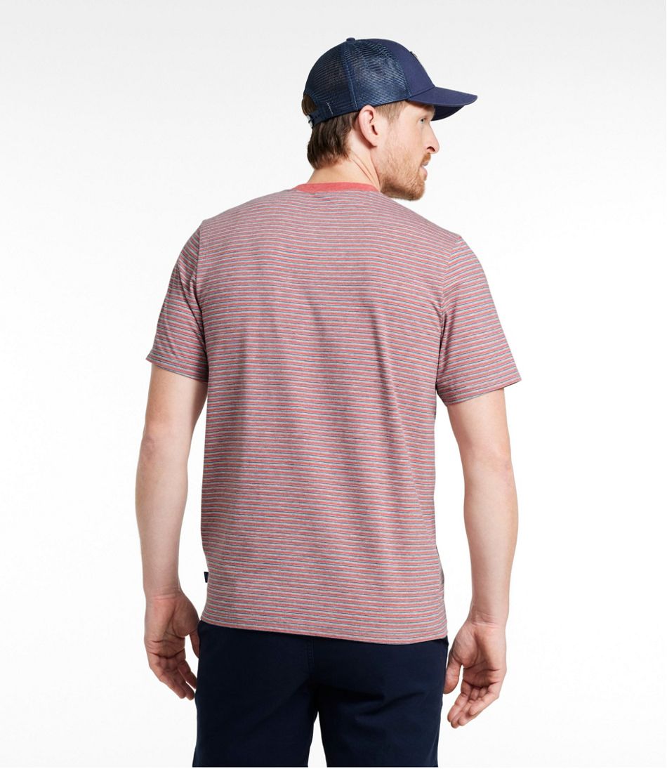 L.L.Bean On Sale | Men's Comfort Stretch Performance® Pima Pocket Tee, Short-Sleeve, Stripe
