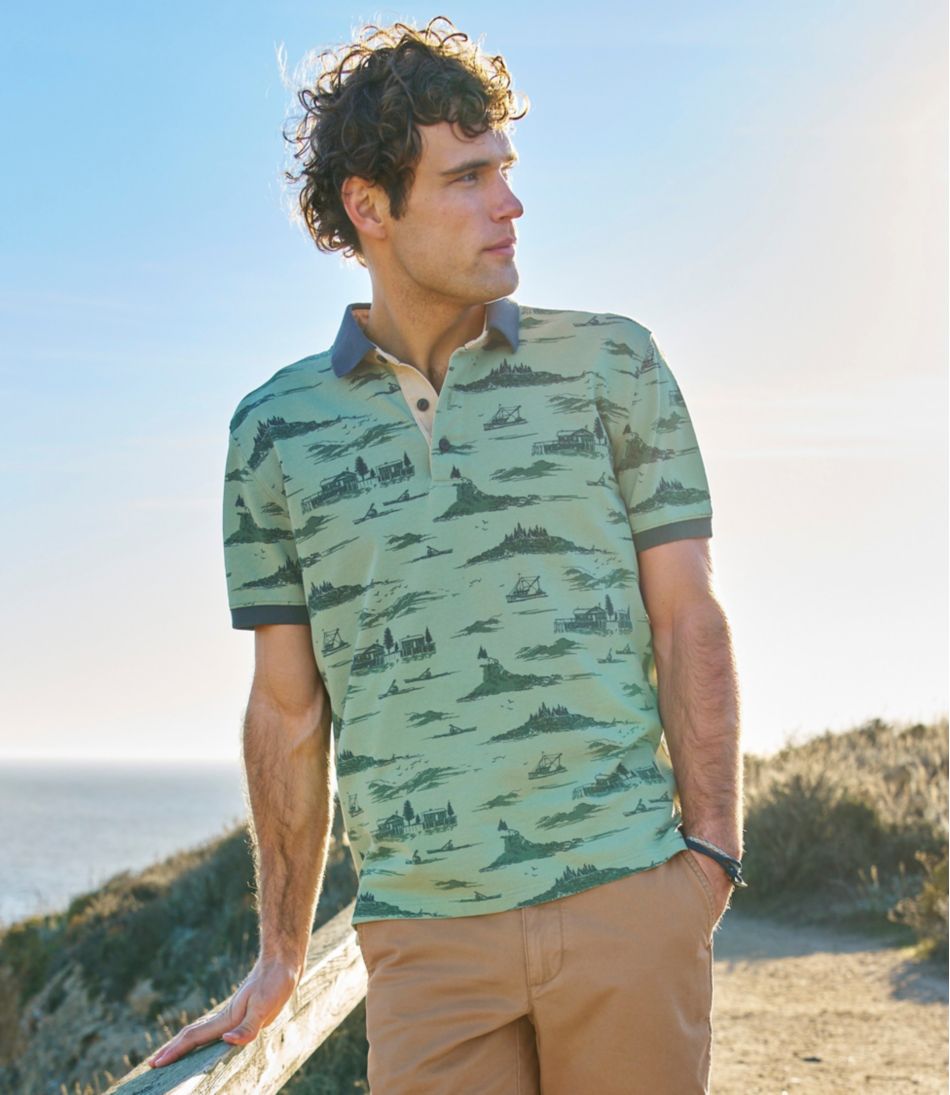 L.L.Bean For Sale | Men's Casco Bay Rugged Polo, Short-Sleeve, Print