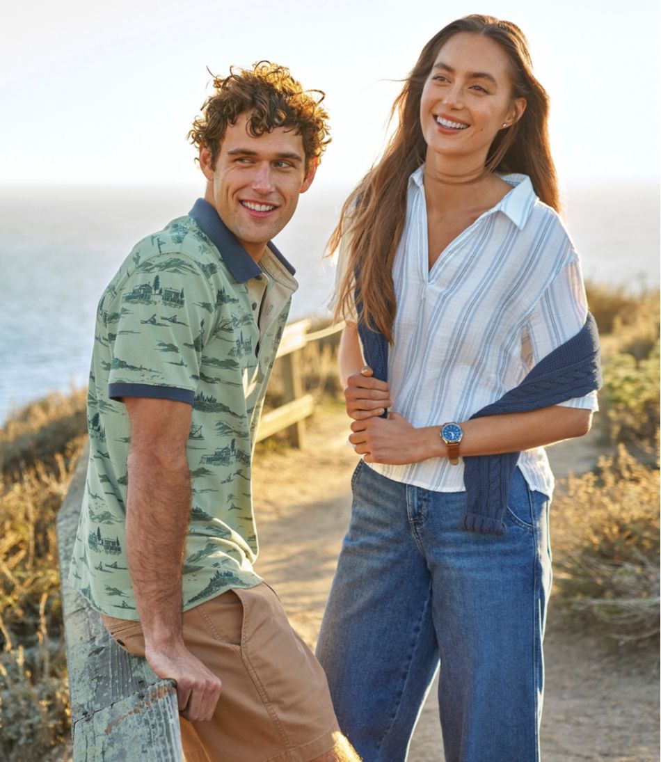 L.L.Bean For Sale | Men's Casco Bay Rugged Polo, Short-Sleeve, Print