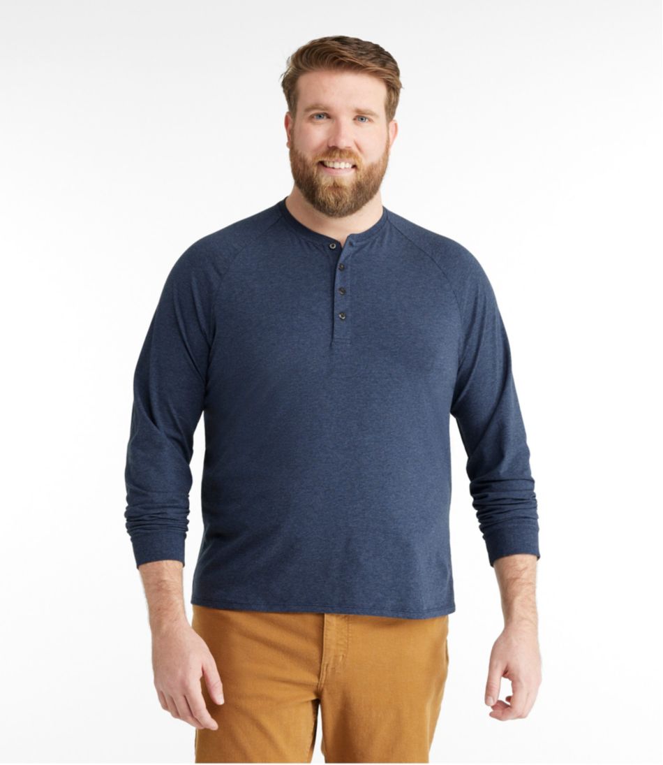 L.L.Bean Online | Men's Comfort Stretch Pima Tee Shirt, Long-Sleeve Henley