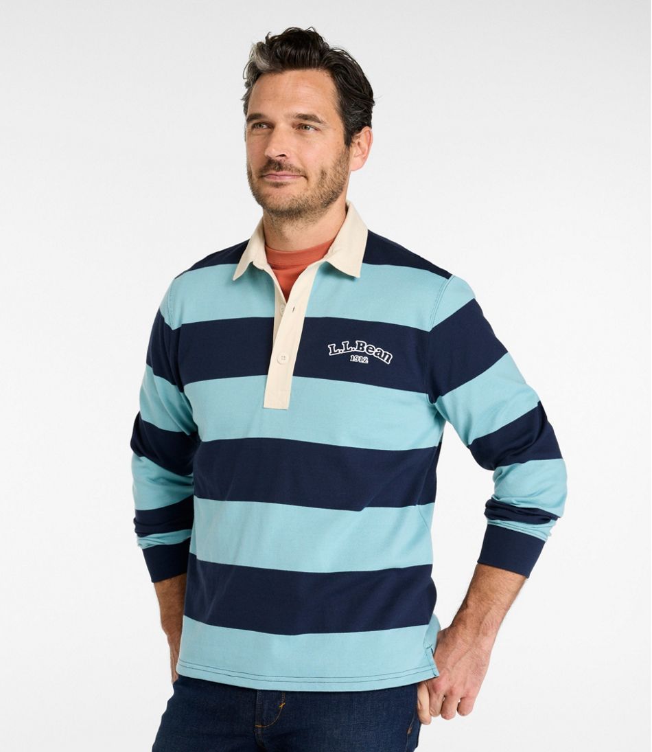 L.L.Bean Discount | Men's Bean's Vintage Soft Rugby, Stripe Embroidered