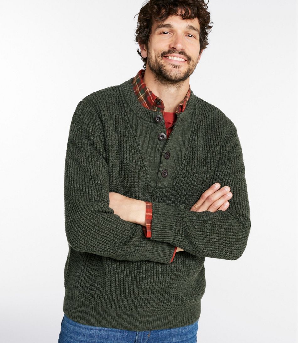L.L.Bean Online | Men's Organic Cotton Waffle Sweater, Henley