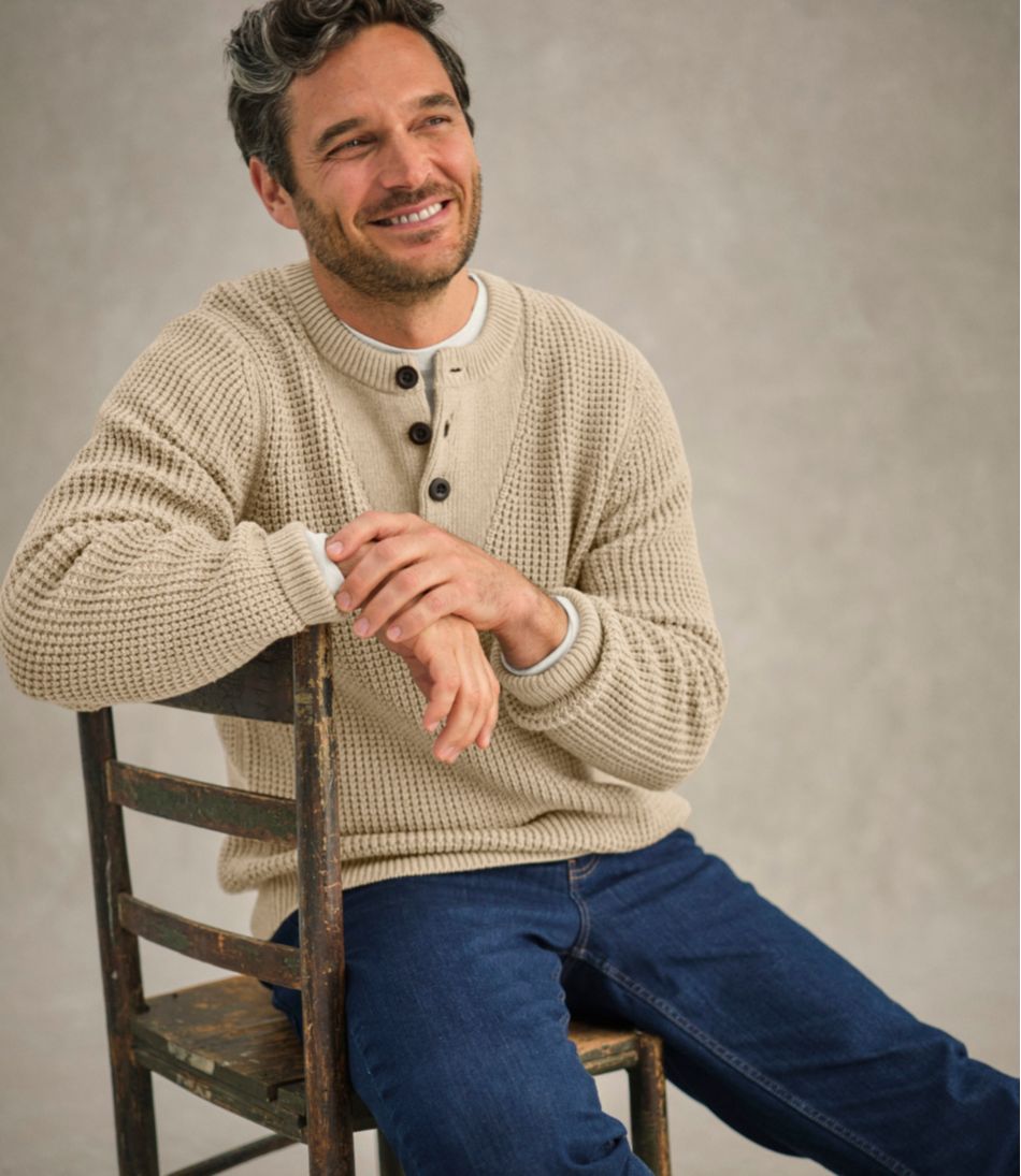 L.L.Bean Online | Men's Organic Cotton Waffle Sweater, Henley