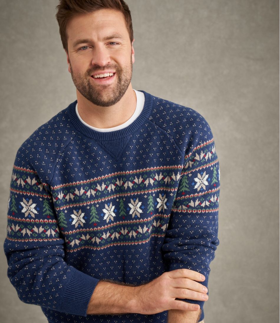 L.L.Bean On Sale | Men's Wicked Soft Cotton/Cashmere Sweater, Crewneck, Pattern