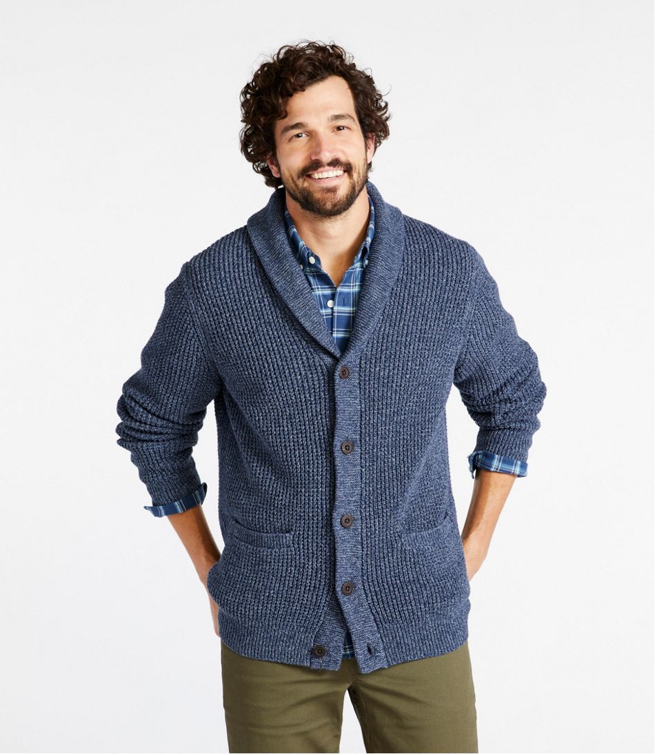 L.L.Bean US | Men's Organic Cotton Waffle Sweater, Cardigan
