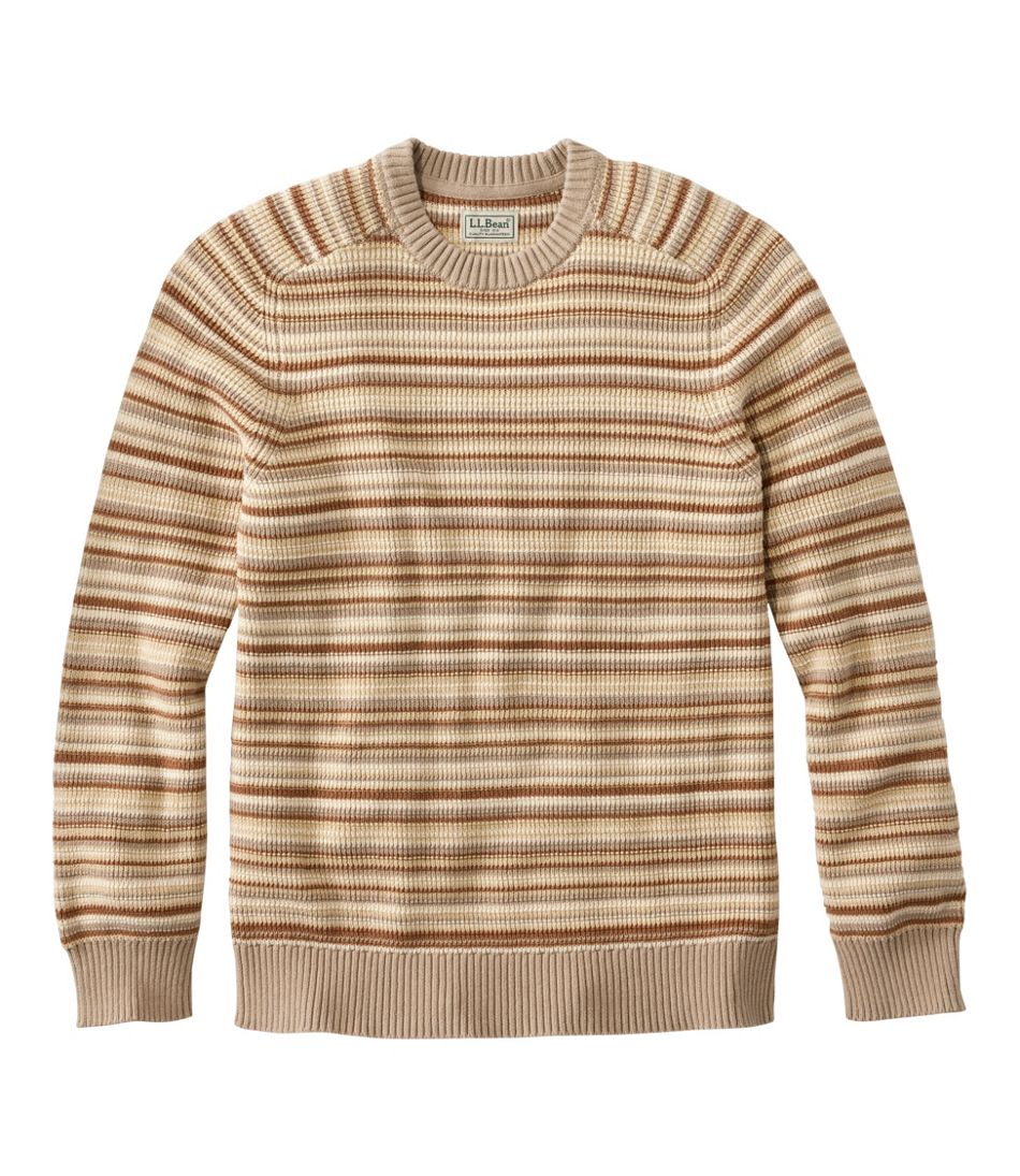 L.L.Bean On Sale | Men's Sunwashed Textured Cotton Sweater, Crewneck, Stripe