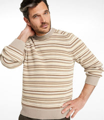 L.L.Bean On Sale | Men's Sunwashed Textured Cotton Sweater, Crewneck, Stripe