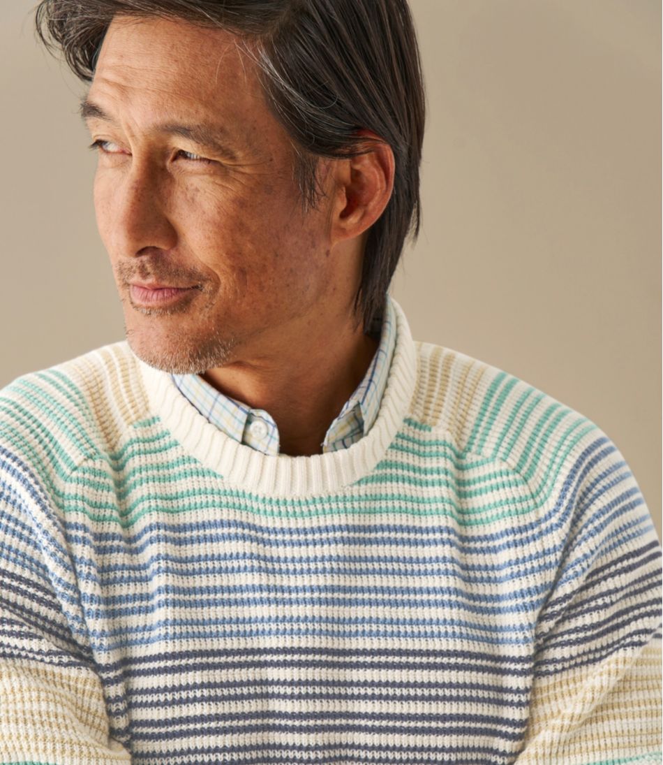 L.L.Bean On Sale | Men's Sunwashed Textured Cotton Sweater, Crewneck, Stripe