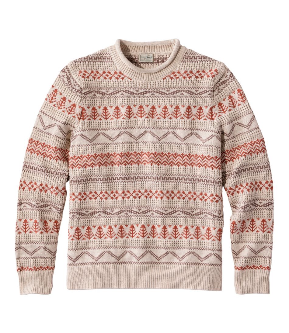 L.L.Bean For Sale | Men's Organic Cotton Waffle Sweater, Crewneck, Fair Isle