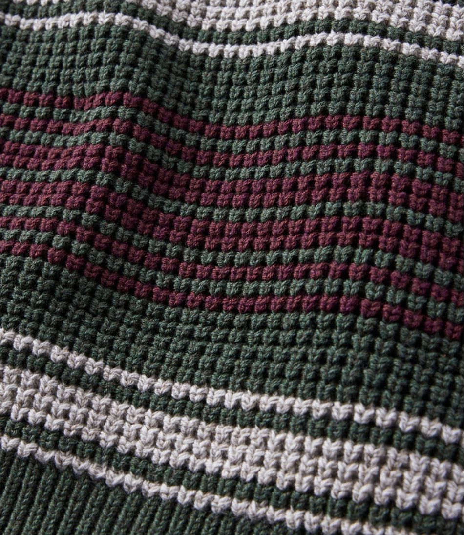L.L.Bean New | Men's Organic Cotton Waffle Sweater, Rollneck Crew, Stripe