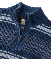 L.L.Bean Online | Men's Organic Cotton Waffle Sweater, Quarter Zip, Stripe