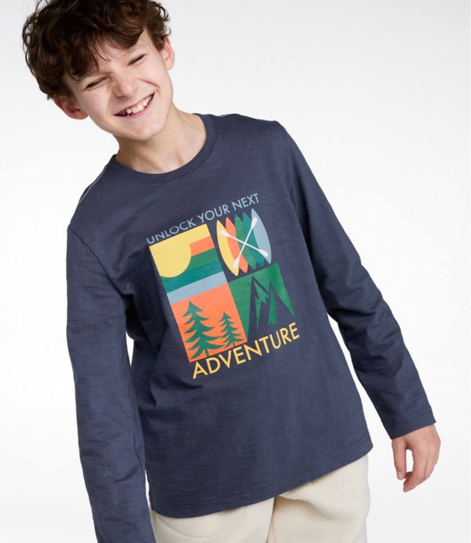 L.L.Bean US | Kids' Graphic Tee, Long-Sleeve Glow-in-the-Dark