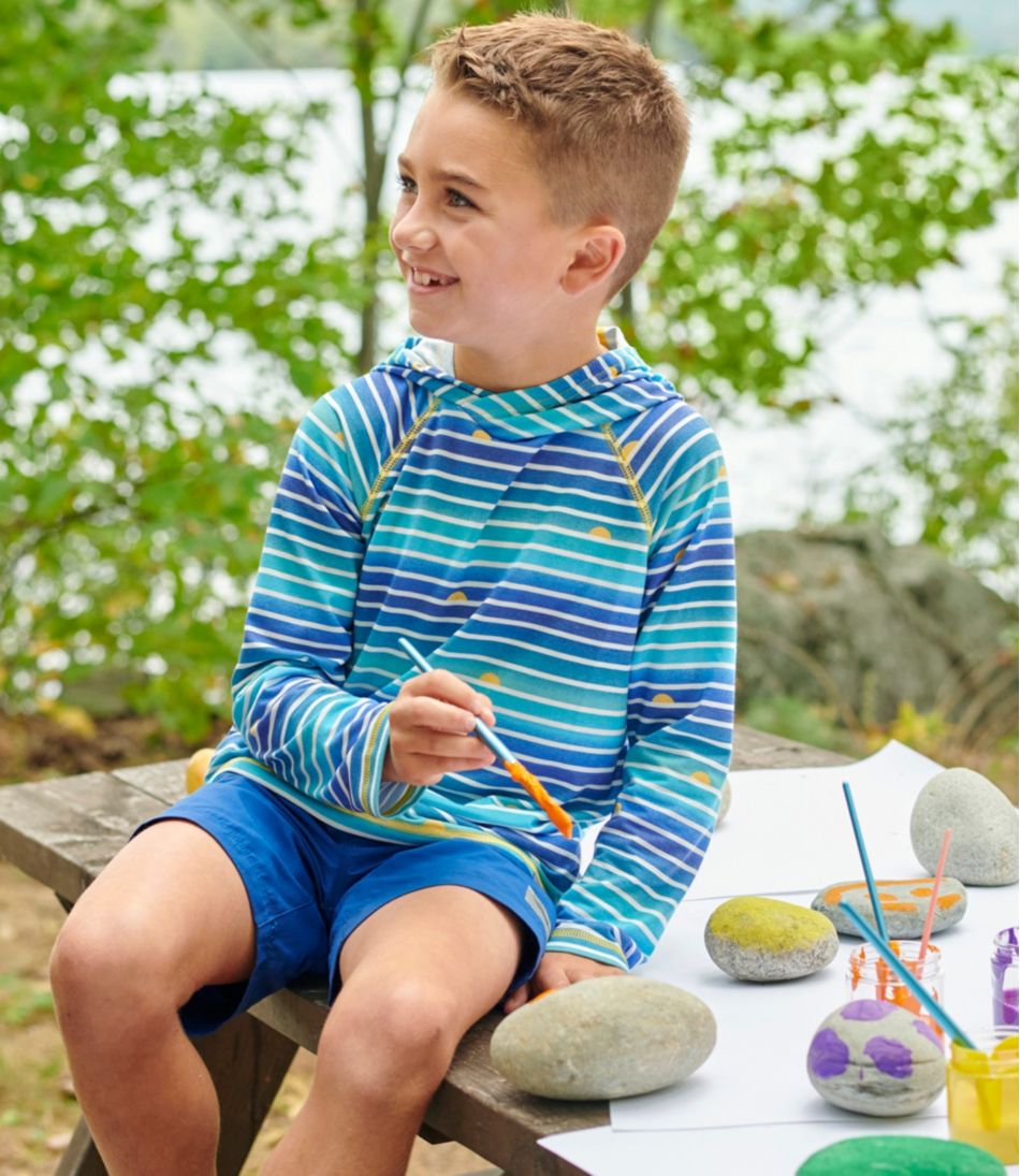 L.L.Bean New | Kids' Everyday SunSmart® Hooded Tee, Long-Sleeve Stripe
