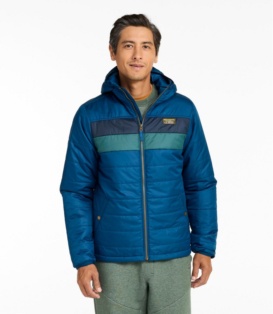 L.L.Bean Outlet | Men's Mountain Classic Puffer Hooded Jacket, Colorblock
