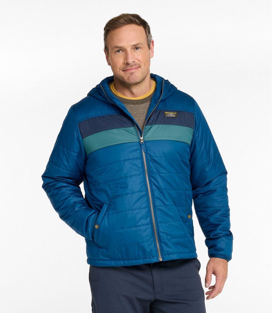 L.L.Bean Outlet | Men's Mountain Classic Puffer Hooded Jacket, Colorblock