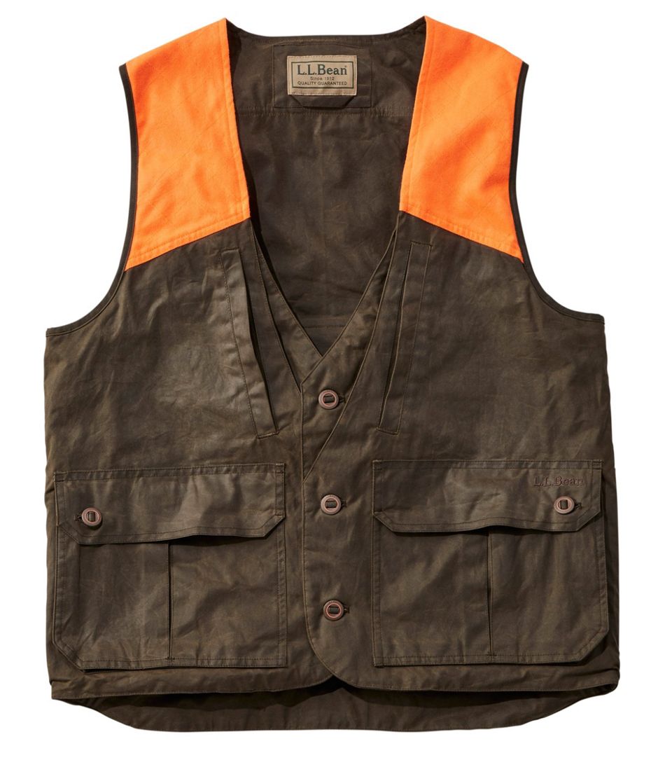 L.L.Bean Outlet | Men's Double L Waxed-Cotton Upland Vest, Hunter Orange