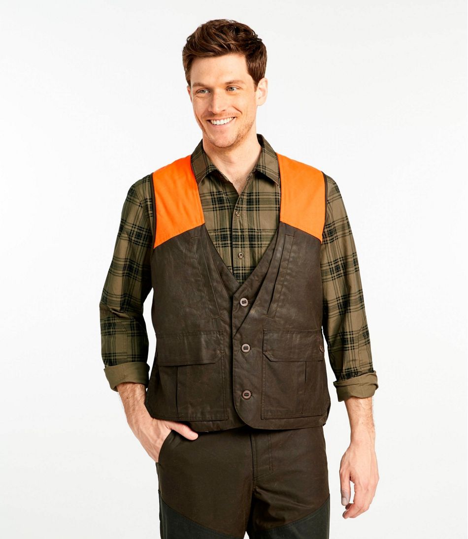 L.L.Bean Outlet | Men's Double L Waxed-Cotton Upland Vest, Hunter Orange