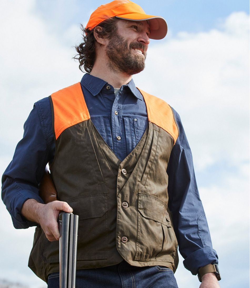 L.L.Bean Outlet | Men's Double L Waxed-Cotton Upland Vest, Hunter Orange