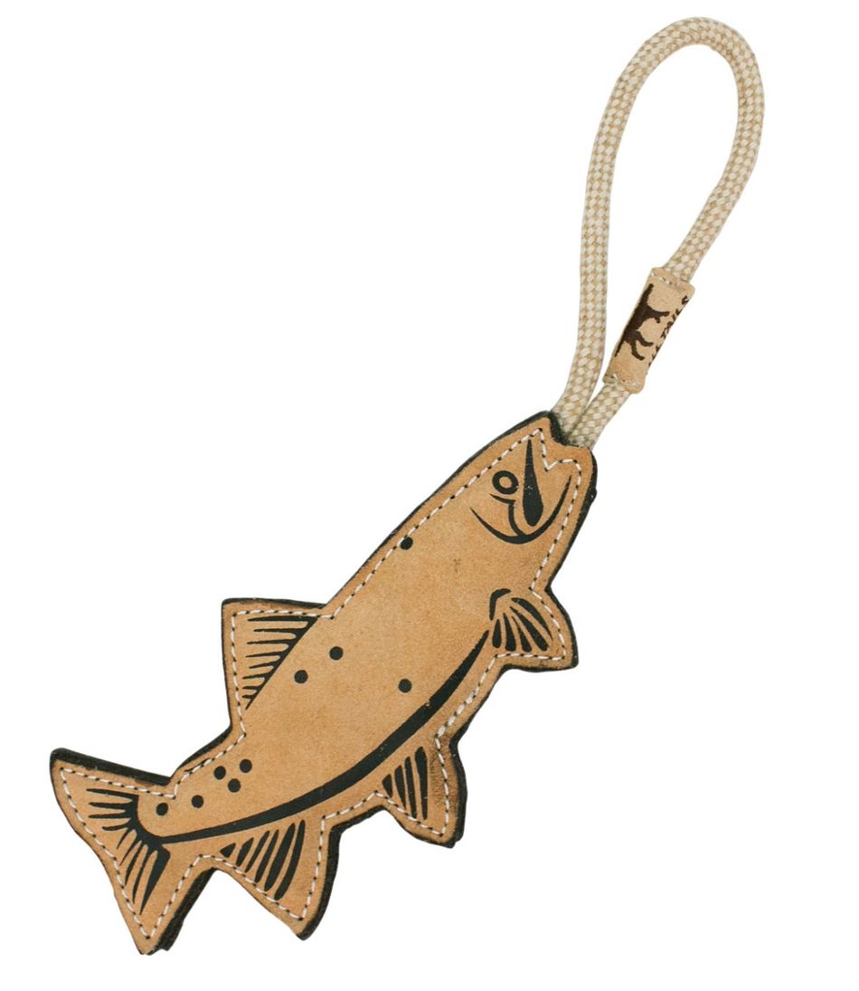 L.L.Bean Discount | Natural Leather and Wool Fish Dog Tug Toy