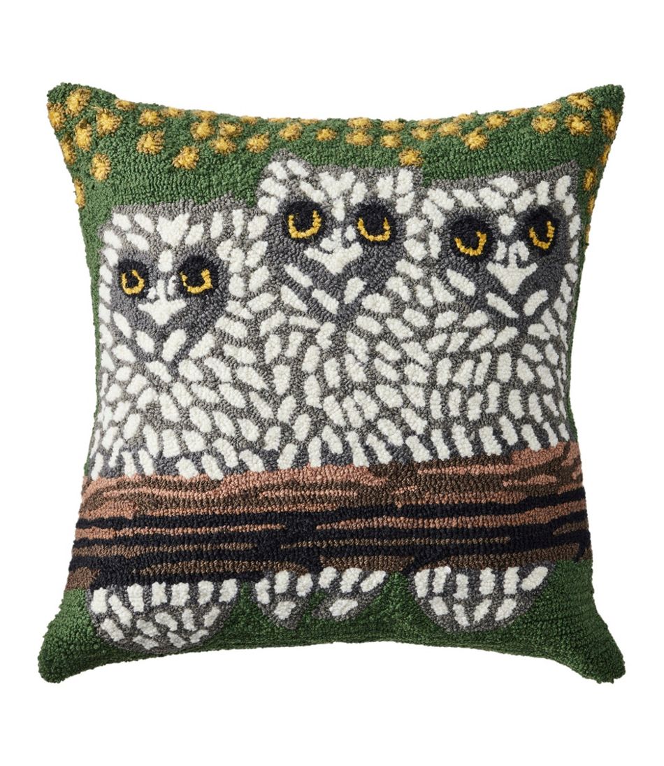 L.L.Bean On Sale | Indoor/Outdoor Hooked Pillow, Owls